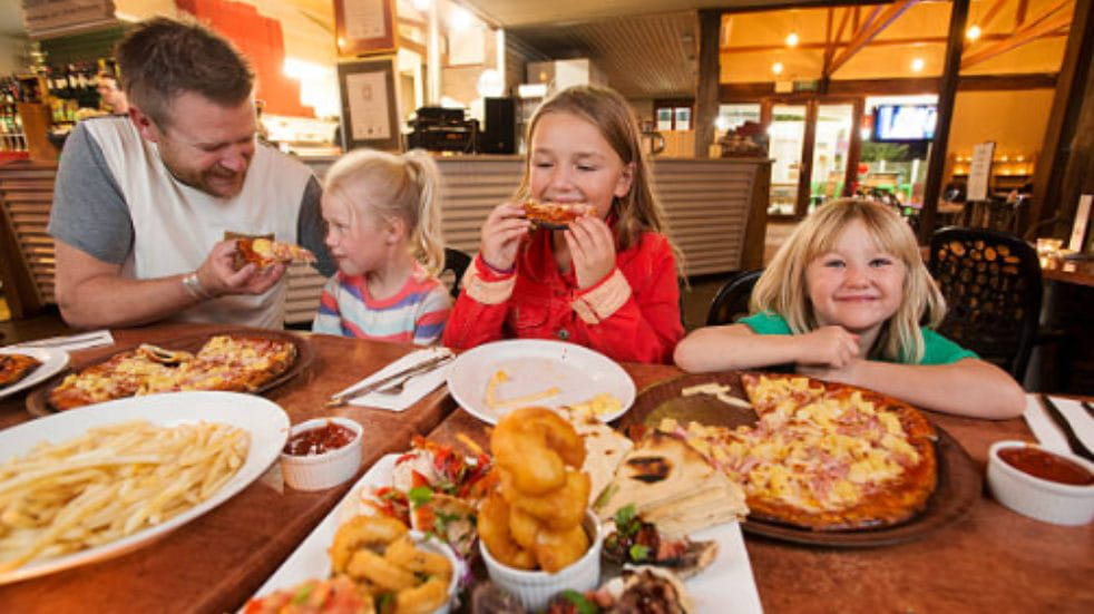 family in restaurant